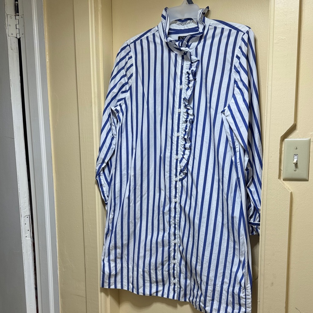 J. Crew Striped Blue and White Button Down Shirt